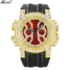 MISSFOX watch men's high-end fashion domineering personality full diamond large dial tape quartz watch V318