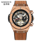 KIMSDUN lether Tourbillon Automatic Mechanical Watch Waterproof Luminous Business Men's casual Watch K-718D