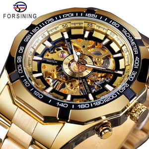 2021 Forsining Stainless Steel Waterproof Men's Skeleton Watches Transparent Mechanical Sport Male Wrist Watches