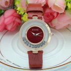 GUOU 8039 Ladies Watch Women's Watches Rhinestone Watch Bracelet Leather Clock watches for women