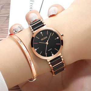 OLEVS New Fashion Ceramics Watchstrap Quartz Women Watch Waterproof Luxury Brand Watch For Women Date Clock Gift