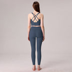 New yoga suit Cross Shoulder Strap Beautiful Back Tank-Top Yoga Clothes Women's Skinny Running fitness Sports Two-Piece set TZ-230322