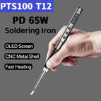 PTS100 T12 PD 5-20V 65W Portable Electric Soldering Iron CNC Metal Body Temperature Adjustable Solder Welding Station