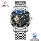 CHENXI Watch Men's Mechanical Watch Moon Phase New Butterfly Clasp Steel Automatic Mechanical Watch 8859