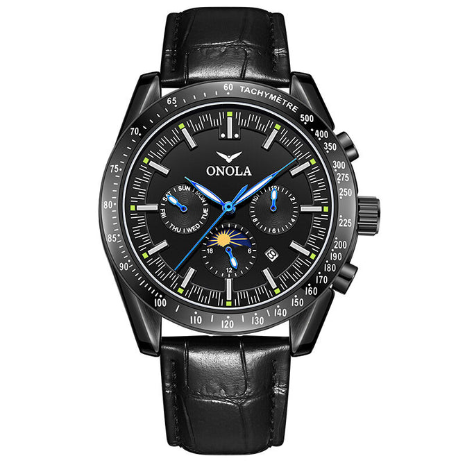 ONOLA ON6835 Men's watch Multi-Function Automatic Mechanical Leather Watch Men Watrproof Watch casual