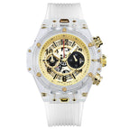 KIMSDUN Men's Fashion Trend Luxury Sports Quartz Chronograph Watch Transparent Watch Military Classic Silicone watches 719D student watch