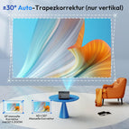 Android 11 & Elektrischer Fokus Smart Beamer Full HD XGODY Sail2 600ANSI Nativ 1080P Bluetooth WLAN Projektor 4K Unterstützung Video Heimkino Beamer Automatik Vertikale Korrektur Chromecast 7000 APP.