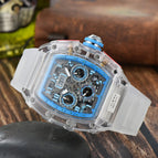 Men's and women's watch 6-Pin Quartz Watch Barrel-Shaped Hollowed Fashion Non-Mechanical Watch Spot Transparent Watch 8087