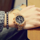 GUOU women's watch fashion trend large watch dial calendar Korean version steel band quartz watches for women men