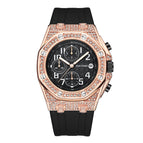 PINTIME men's watch silicone strap octagonal design calendar waterproof diamond plaid casual  men watch