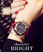 GUOU 8042 New Arrival Ceramic Watch Women's Three Eye Fashion Big Dial Women's Watch Women's Quartz Watch Casual Show Alloy Belt Watch