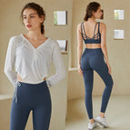 Spring and summer long-sleeved yoga clothes fitness suit women's quick-drying slimming professional high-end fashion running 3 pieces clothes 223+710+807