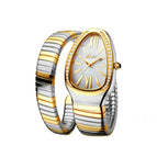Missfox watch women's fashion personalized snakehead Bracelet Stainless Steel Diamond snake watch women