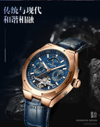 KINYUED Fashion Men's Watch China Mechanical High-grade Automatic Pin Buckle Through Bottom Business Watch JYD-J065