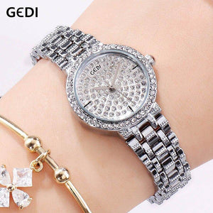 GEDI 3086 Hot Sale Women Fashion Casual Watch Elegant Luxury Stainless Steel Waterproof Ladies Diamond Rhinestone Analog Quartz Wristwatch