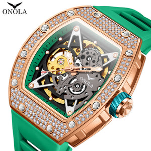 ONOLA ON3838D 2023 Fashion men watch Fully-Jewelled New Watch ONOLA Live Broadcast Automatic Mechanical Watch Men's Silicone strap Waterproof men watch