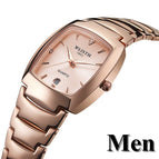 Couple Watches Men Women Stainless Steel Waterproof Quartz Watch Calendar Luminous Lovers Watch