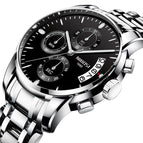 NIBOSI 2353 Fashion Sport Quartz  Men's Watches Full Steel Business Waterproof Watch with box gift for man