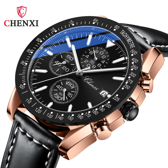 CHENXI new men's multi-function sports three-eye chronograph waterproof luminous calendar quartz watch watch CX-960