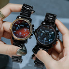 GUOU 8216 women's fashion aggressive large dial women's watch handsome ins high-grade black steel band watches for women ir men