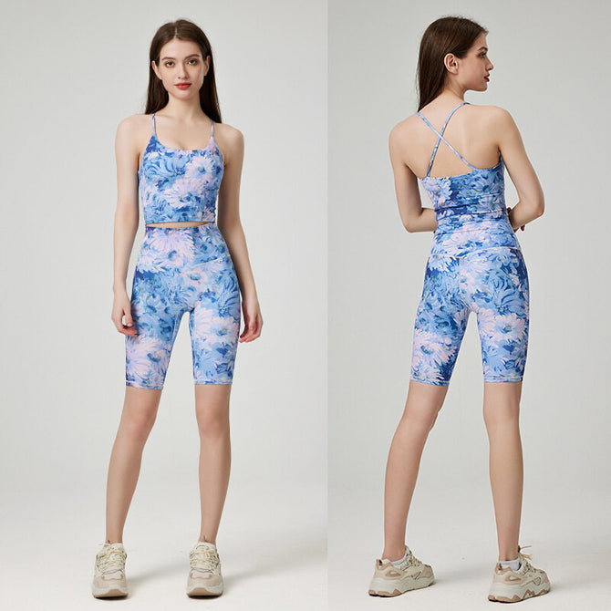 Romantic Yoga Suit Summer Sports Women's High Strength Fitness Quick-Dry running fitness Vest Yoga Pants lady set XK18+HN90