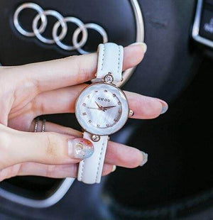 GUOU 66611 Fashion Diamond 2019 Wrist watch Leather Strap Luxury Women's Watches Ladies Watch Clock