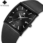 WWOOR Men Watches Top Brand Luxury Square Clock Men Quartz Watch 50M Waterproof Wrist Watch