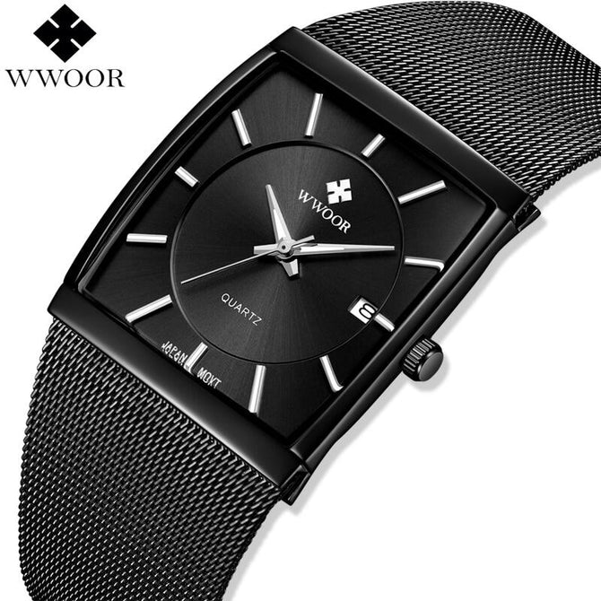 WWOOR Men Watches Top Brand Luxury Square Clock Men Quartz Watch 50M Waterproof Wrist Watch