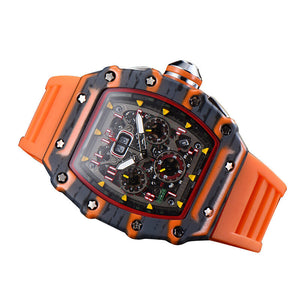 Watch for men Fashion Hollowed-out Barrel Quartz Watch Richard Six-Pin Walking Seconds Sports Casual Men's Watch 1035