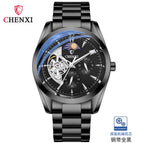 CHENXI Men's Mechanical Watch Waterproof Sun Moon Star Automatic Skeleton Watch Men's Mechanical Watch CX-8801