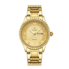 WWOOR 8856 Couple Watch Waterproof Luminous Watch Butterfly Snap Button Steel Strap Watch Strap Men's Diamond Gold Watch