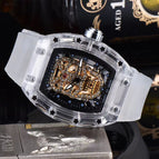 Men's watch Transparent Cutout Ghost Head Quartz Watch Barrel-Shaped Fashion Silicone Men's casual Watch