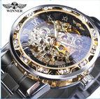 Winner Fashion Diamond Luminous Gear Movement Royal Design Men Male Mechanical Skeleton Wrist men's casual Watch