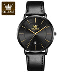 OLEVS Watch men simple thin calendar waterproof quartz men sports causal watch 5869 leather