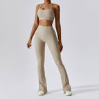 New Leisure Sports Yoga women Suit Thread Wide Leg Micro Horn Pilates Back Fitness running yoga Suit Set TZ8056-6 TZ8056-7
