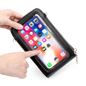 Touch screen mobile phone bag female transparent multi-function vertical mobile phone messenger mini bag mobile phone wallet bag SJ622