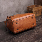 2021 new women's bag oil wax leather hit color portable single-shoulder messenger retro fashion hinged children's bag 231