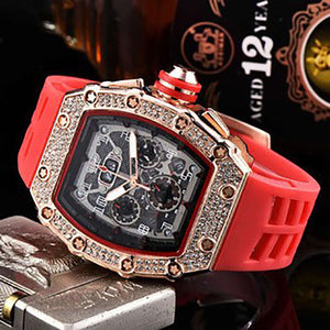 New men's watch Diamond Quartz Watch Business Six-Pin Running Seconds Barrel-Shaped Quartz Watch Fashion Watch 8110