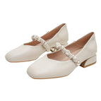 Mary Jane shoes women 2022 new thick-heeled single shoes retro square toe single shoes office lady shoes 189-21