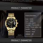 NIBOSI 2353 Fashion Sport Quartz  Men's Watches Full Steel Business Waterproof Watch with box gift for man
