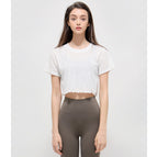 2023 Spring and Summer New Jacquard Short Outdoor Sports Short Sleeve Running Breathable Fitness Slim Slimming Yoga top HN99
