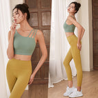 Lulu women sports suit running fitness bra gathering shaping lifting pants quick drying yoga suit sports set 933-181