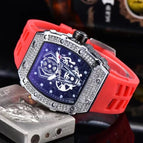 2023 Watch for men New Diamond Quartz Watch Barrel-Shaped European Style Hollow Ghost Head Quartz Watch 9791