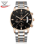 NIBOSI 2309 Men Watch Chronograph Sport Mens Watches Top Brand Luxury luminous Waterproof Full Steel Quartz Gold Clock Men