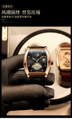 TEVISE men's watch Wine barrel square tourbillon fashion mechanical men's watch 8383d
