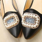 Women's sandals flat and soft soles women's fashion pearl rhinestone shoes slippers women's plus size shoes A1-3-6