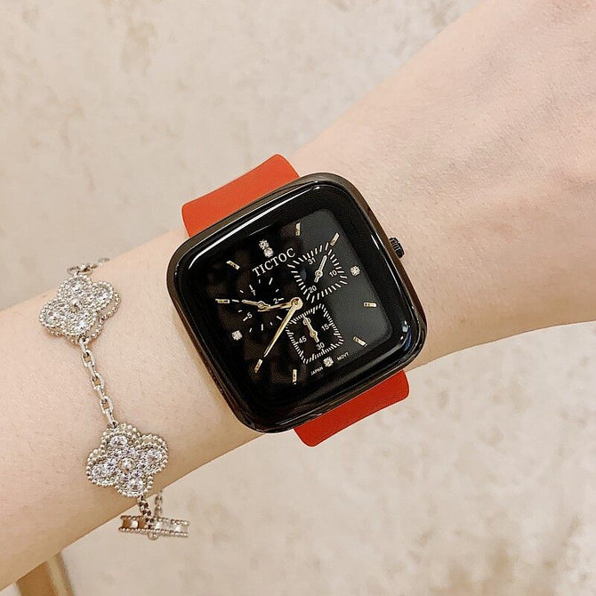 TICTOC new Korean version of large dial ladies square table neutral trend fashion watches femininity ins