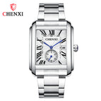 CHENXI Men's watch New Square Steel Band Watch fashion casual waterproof calendar quartz men's casual watch CX-8216