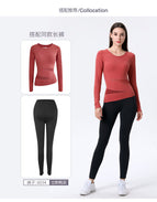 2022 new yoga clothes long-sleeved yoga tops Slim quick-drying running sports fitness women's dancing T-shirt 8076