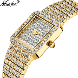 MISS FOX Square Gypsophila Small Dial Women's Watch Fashion Diamond Bracelet Watch 2690